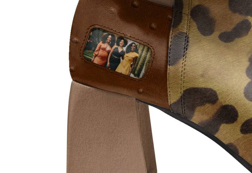 Rich and Rich Jeansgalore Luxe Brown High Top Heel Women's Boot with oversized belt detail