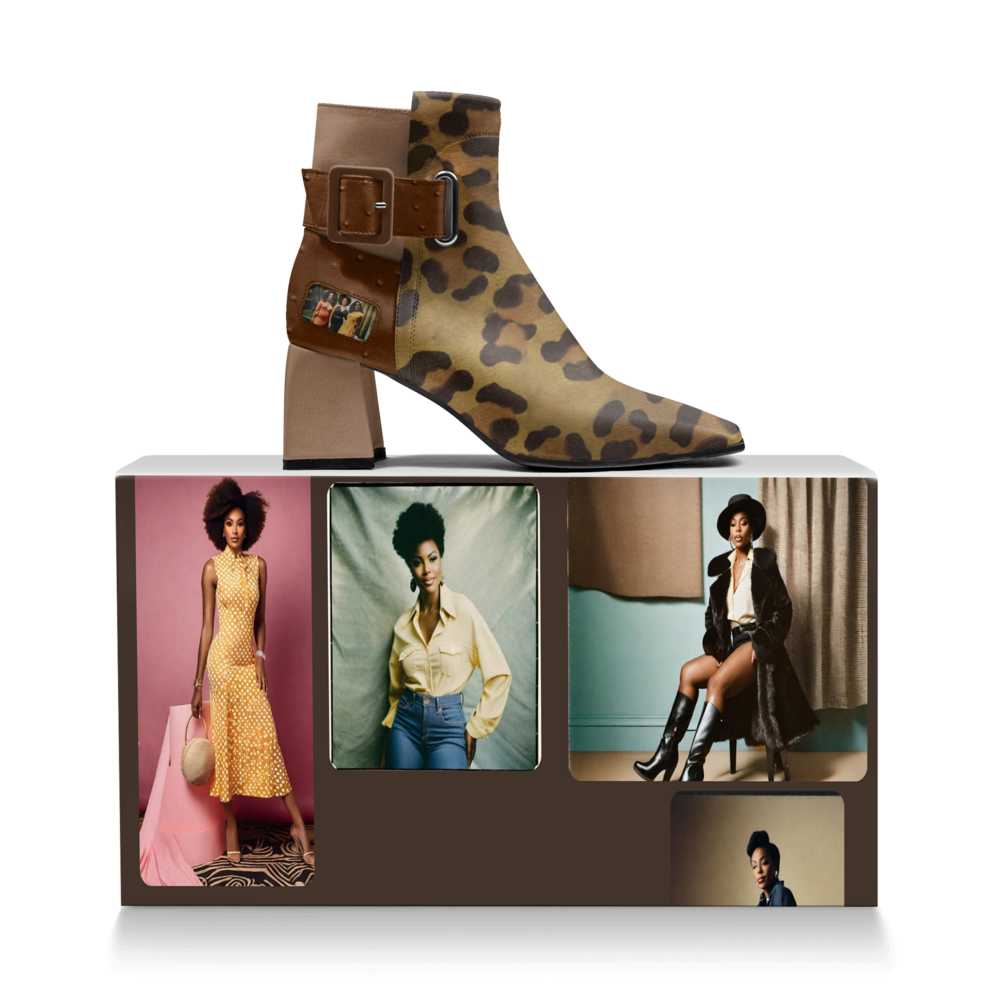 Rich and Rich Jeansgalore Luxe Brown High Top Heel Women's Boot with oversized belt detail