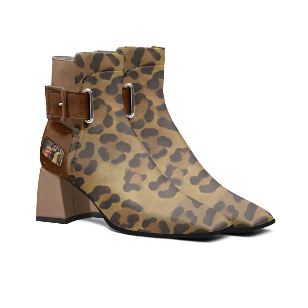 Rich and Rich Jeansgalore Luxe Brown High Top Heel Women's Boot with oversized belt detail