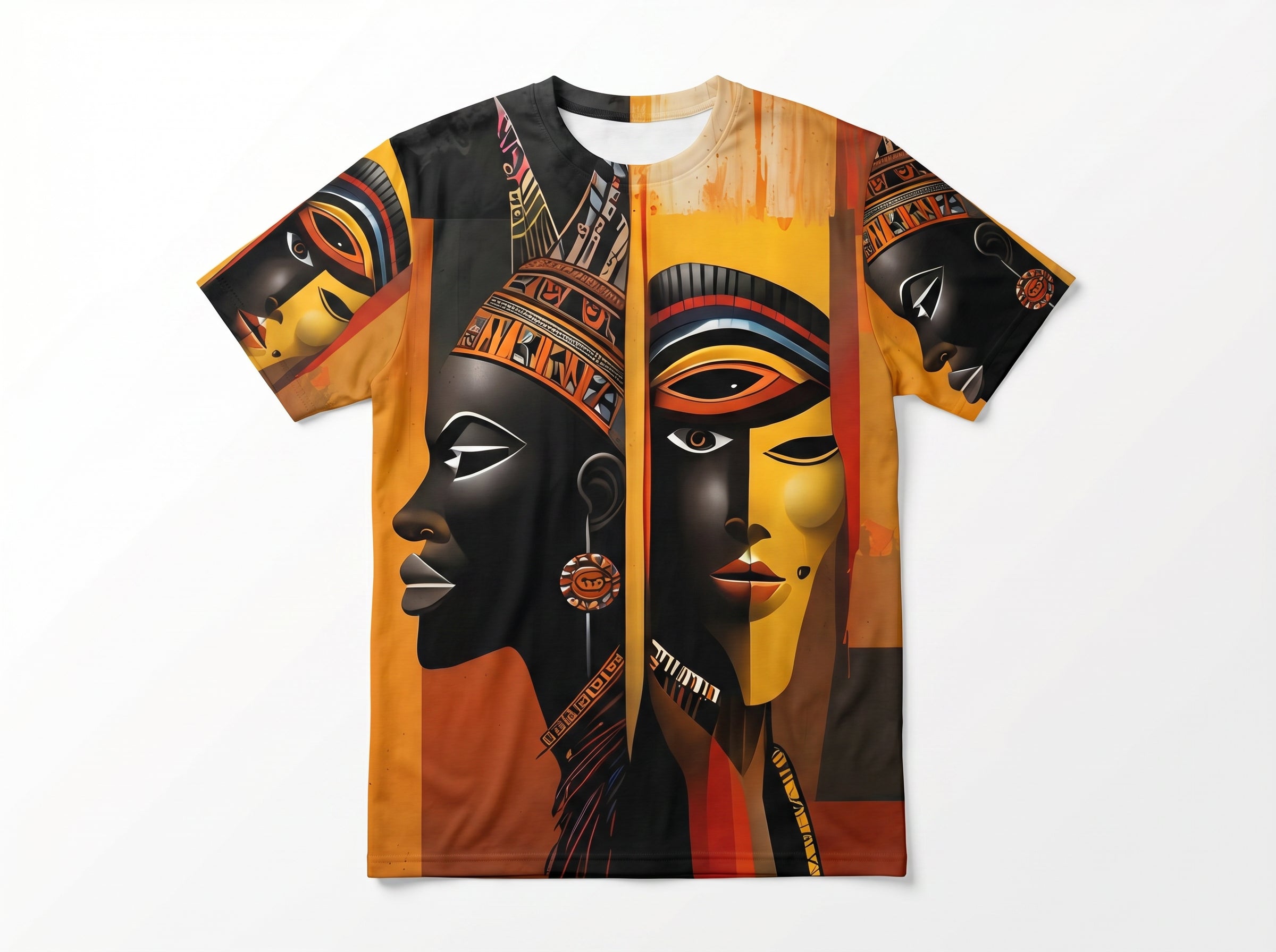 Rich & Rich Afrocentric Egyptian Art All-Over Print T-Shirt flat mockup