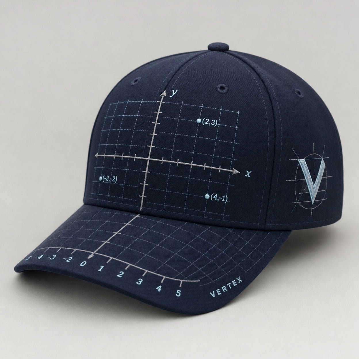 Vertex Coordinate Field Baseball Baseball Cap in slate with signal orange geometric Vertex menswear design