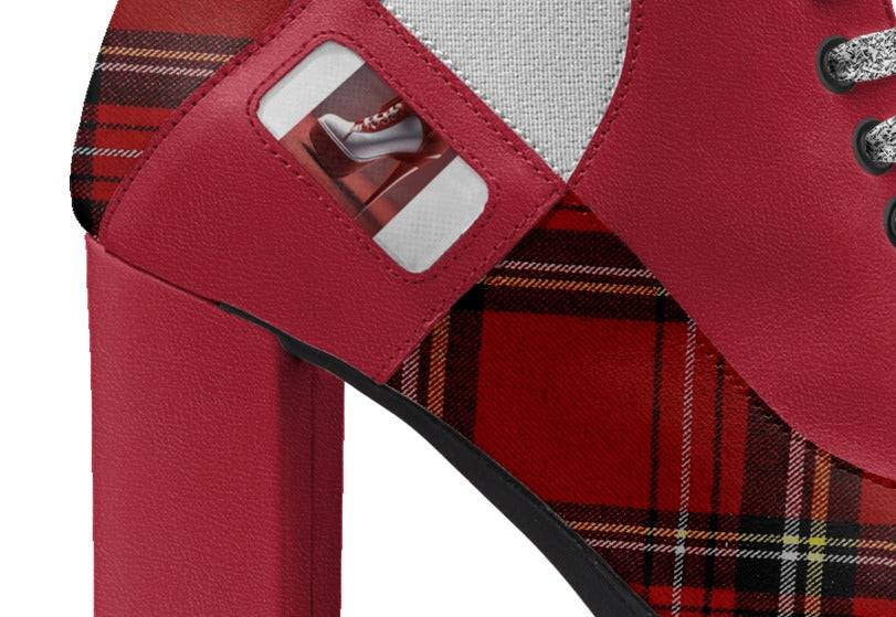 Rich and Rich Red Fierce Laced Women's Red Plaid Designer Boot