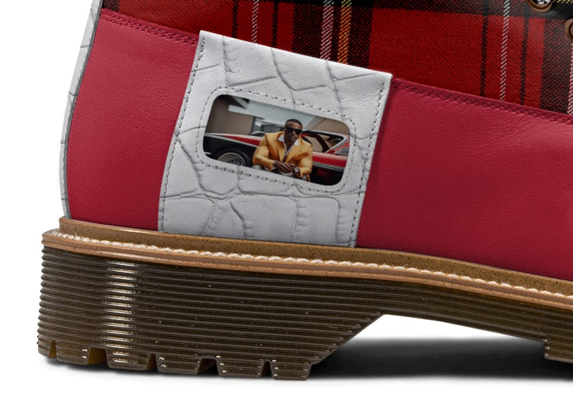 Redd_Man_Series Classic Street Hightop Boot in vibrant red Italian leather by Desiree Sims