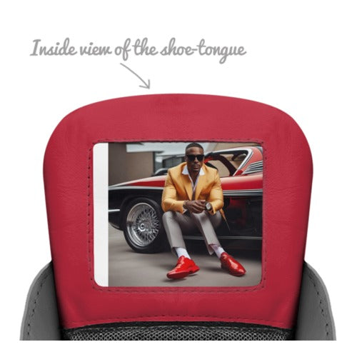 Redd_Man_Series Classic Street Hightop Boot in vibrant red Italian leather by Desiree Sims
