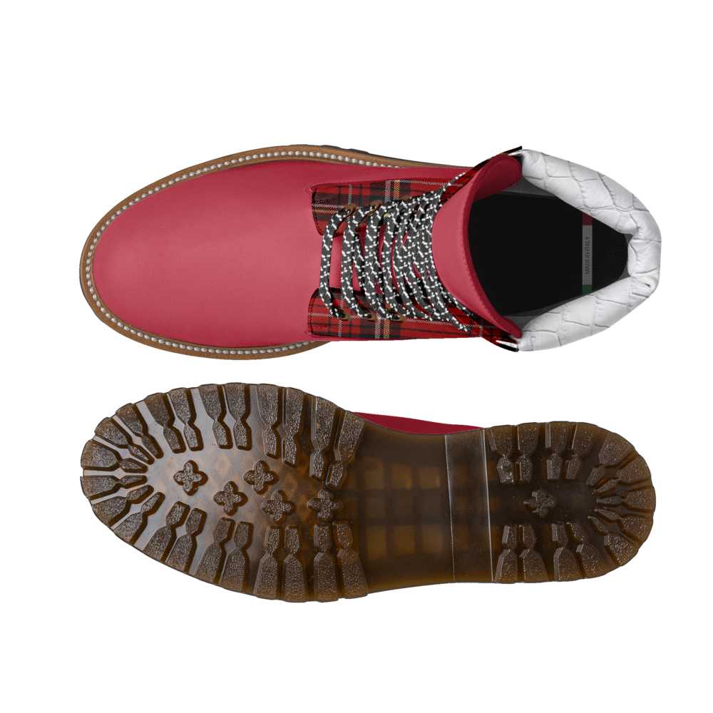 Redd_Man_Series Classic Street Hightop Boot in vibrant red Italian leather by Desiree Sims