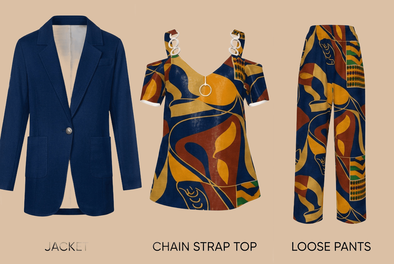 Rich and Rich Blue Multicolor Pants Set with Jacket - Rich and Rich Homeopportunities