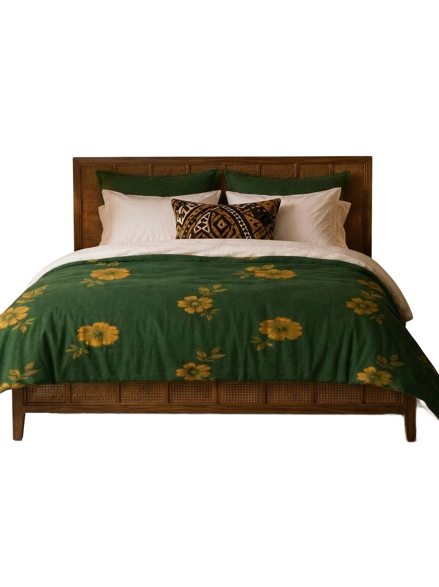 Rich and Rich Green Floral Sherpa Fleece Blanket Sherpa Fleece Blanket 90"x108"