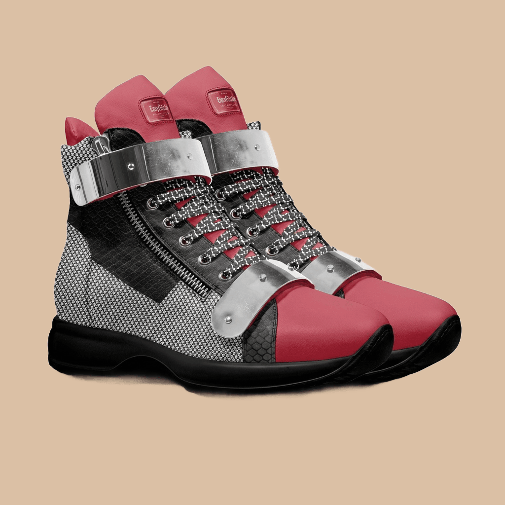 Rich and Rich Red and Black Metallic EasyGlide High Top Men's Leather Sneaker - Rich and Rich Homeopportunities