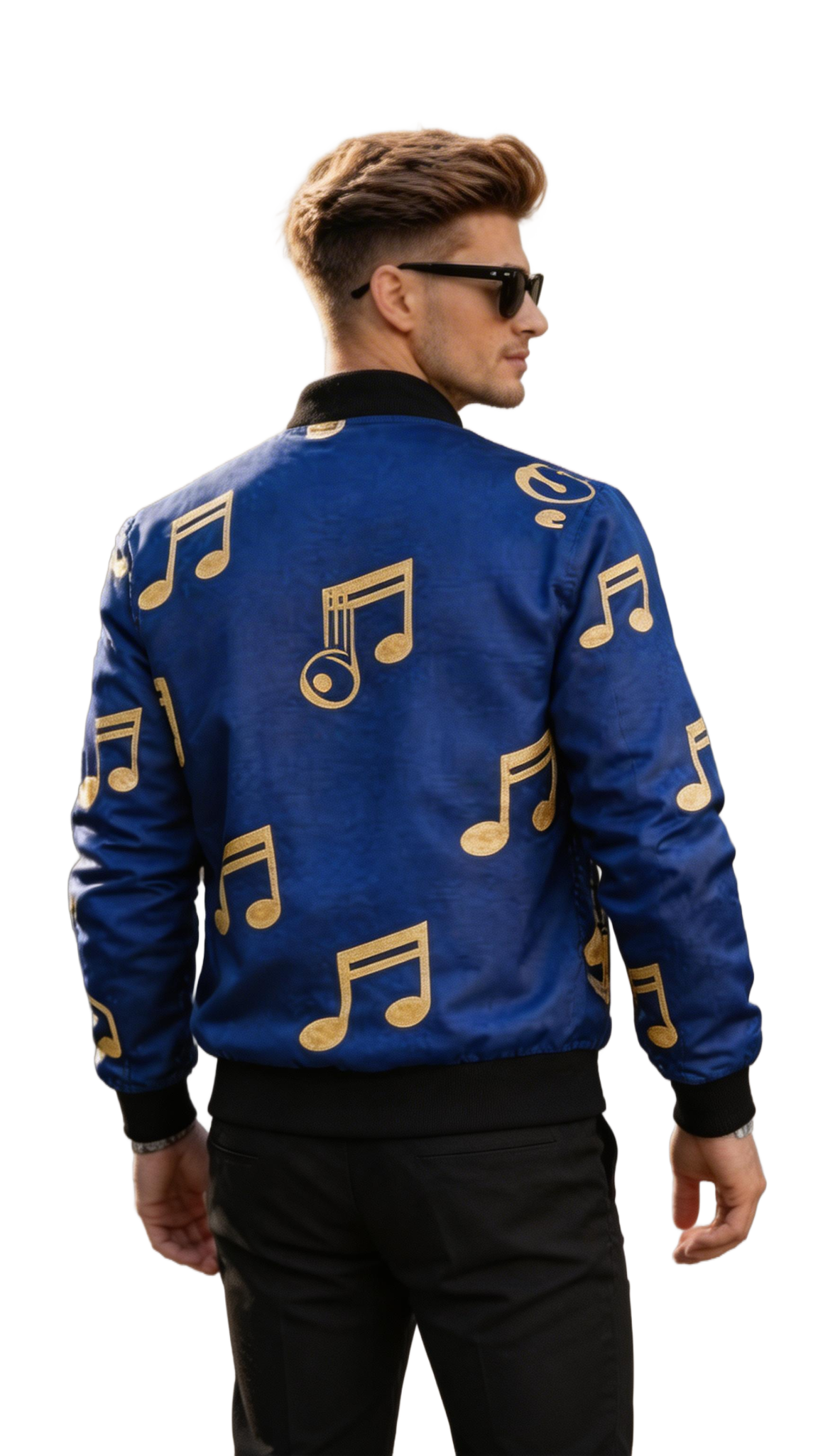 Rich and Rich Royal Blue Musical Notes Men’s Bomber Jacket