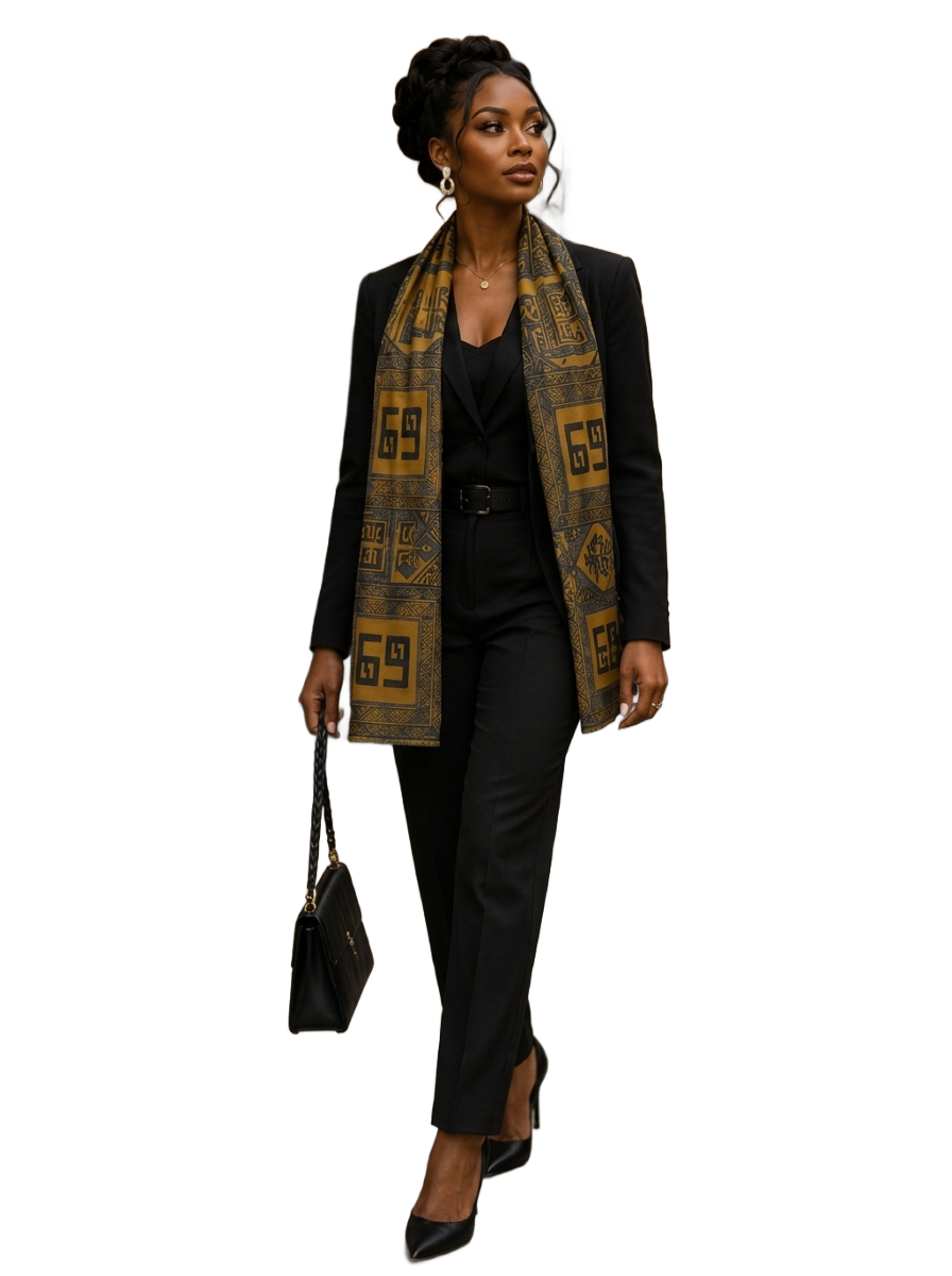 Rich and Rich Yellow Grounded Earth Paris Chiffon Unisex Scarf or Shawl