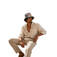 Load image into Gallery viewer, Rich and Rich Blue Checkered Patchwork Men's Bucket Hat
