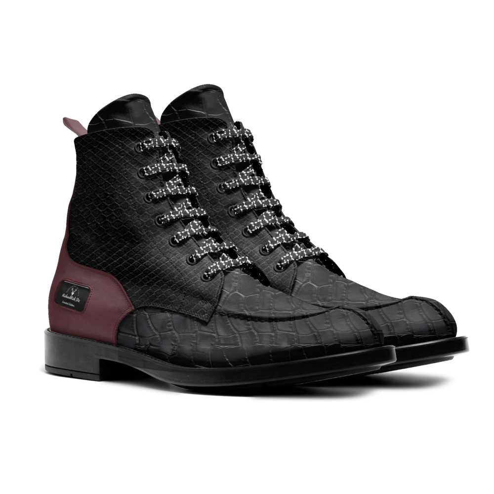 RichandRich Elegant Burgundy Men's Biker Boot in premium leather