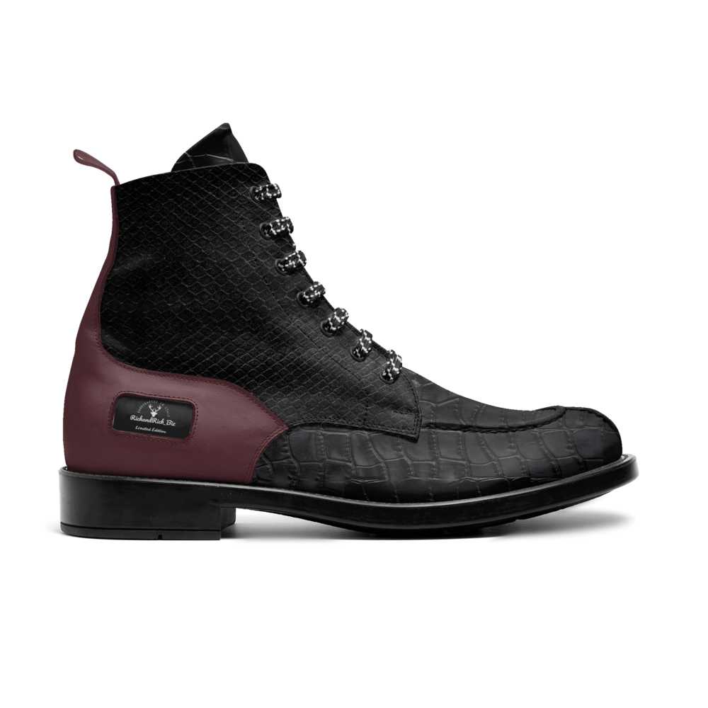 RichandRich Elegant Burgundy Men's Biker Boot in premium leather
