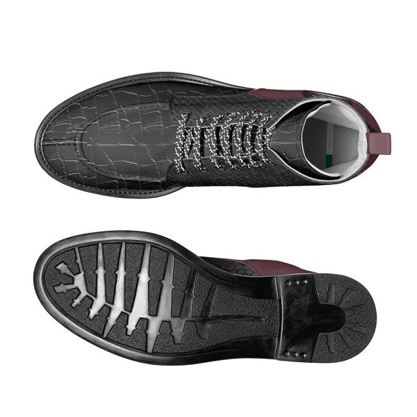 RichandRich Elegant Burgundy Men's Biker Boot in premium leather