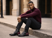 Load image into Gallery viewer, RichandRich_Biz Elegant Burgundy Men's Biker Boot Boot - Rich and Rich Homeopportunities
