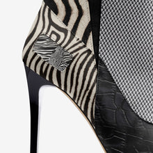 Load image into Gallery viewer, richandrichbizme Black and White Animal Print Women&#39;s High Heel Slip On Boot
