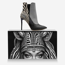 Load image into Gallery viewer, richandrichbizme Black and White Animal Print Women&#39;s High Heel Slip On Boot
