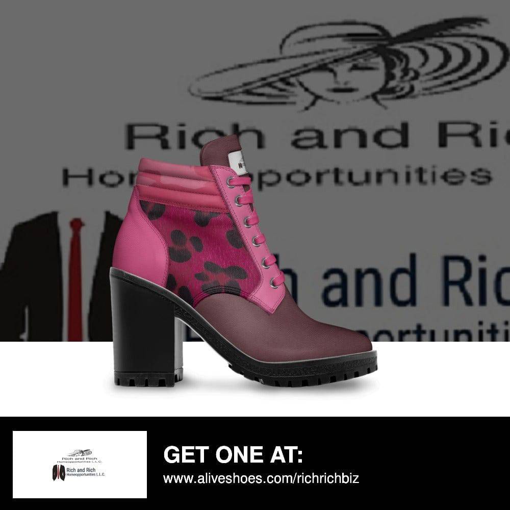 Pink and magenta animal-print leather boot heels with 8.5 cm heel and rubber sole — additional view 7
