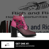 Pink and magenta animal-print leather boot heels with 8.5 cm heel and rubber sole — additional view 7