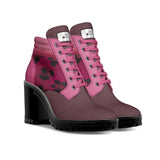 Pink and magenta animal-print leather boot heels with 8.5 cm heel and rubber sole — alternate view