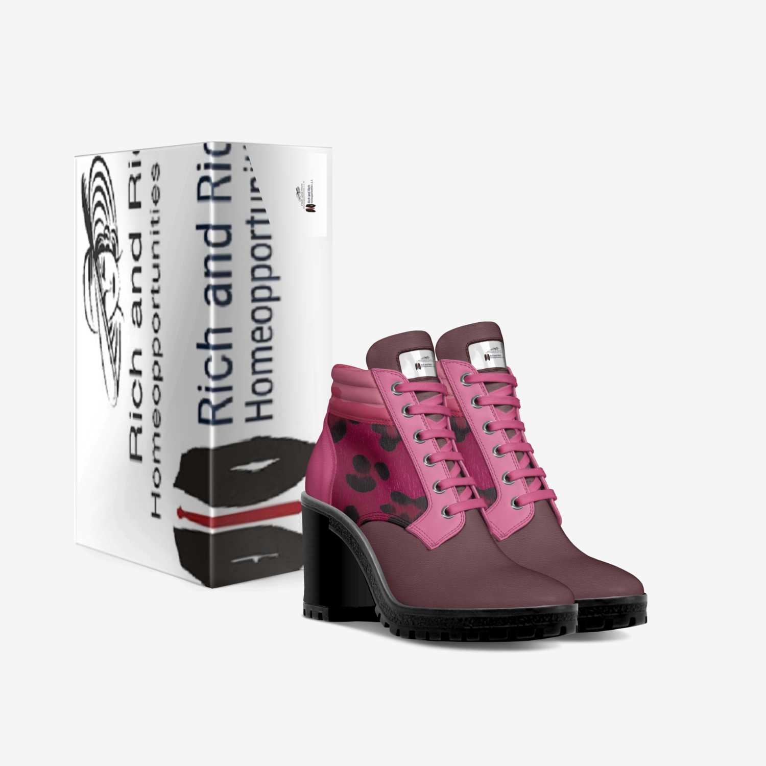 Pink and magenta animal-print leather boot heels with 8.5 cm heel and rubber sole