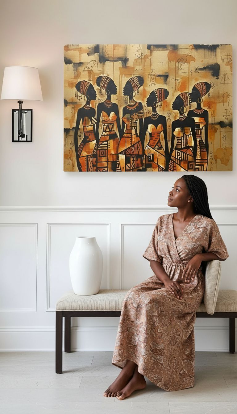 Rich and Rich African Women Group Think 32x24 Afrocentric canvas wall art