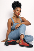 Rich and Rich Red Women's Red Caricature Classic High Top Canvas Shoes