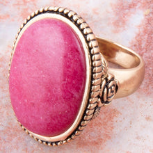 Load image into Gallery viewer, Rosie Pink Rhodonite and Golden Bronze Ring

