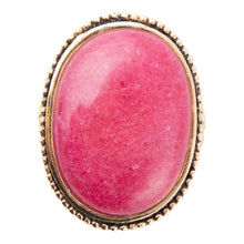 Load image into Gallery viewer, Rosie Pink Rhodonite and Golden Bronze Ring
