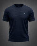 Vertex Tonal Tessellation T-Shirt in deep navy with ice cyan geometric Vertex menswear design
