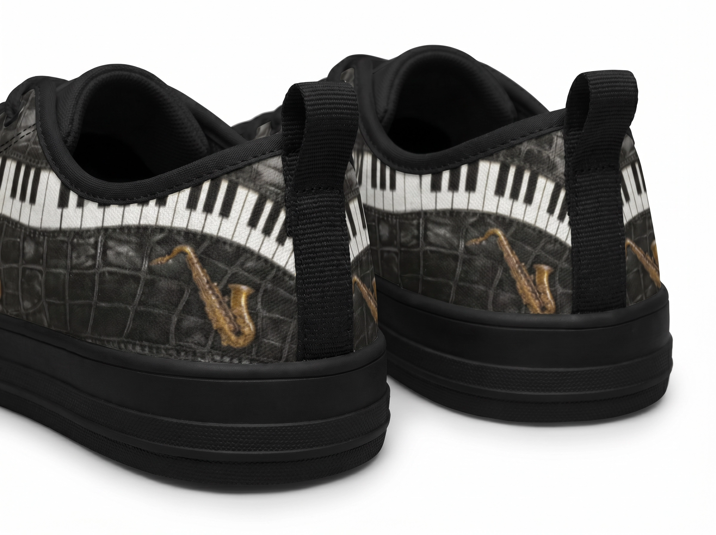 Rich and Rich Men’s Black Camo Piano Saxophone Canvas Sneakers