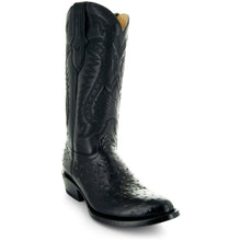 Load image into Gallery viewer, Men&#39;s Black Ostrich Print Cowboy Boots (H7002)
