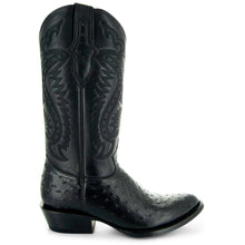 Load image into Gallery viewer, Men&#39;s Black Ostrich Print Cowboy Boots (H7002)
