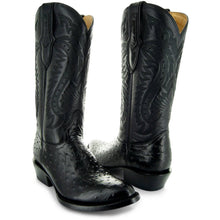Load image into Gallery viewer, Men&#39;s Black Ostrich Print Cowboy Boots (H7002)
