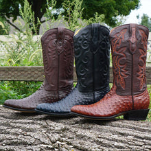 Load image into Gallery viewer, Men&#39;s Black Ostrich Print Cowboy Boots (H7002)
