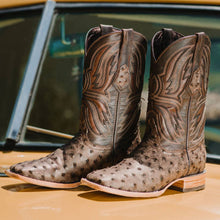 Load image into Gallery viewer, Soto Boots Mens Out of the Wild Brown Ostrich Print Boots H50031
