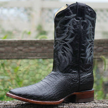 Load image into Gallery viewer, Black Caiman Belly Print Men&#39;s Cowboy Boots H4001
