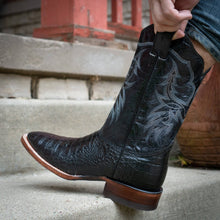 Load image into Gallery viewer, Black Caiman Belly Print Men&#39;s Cowboy Boots H4001
