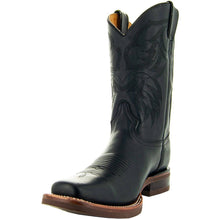 Load image into Gallery viewer, Black Square Toe Leather Cowboy Boots H4002
