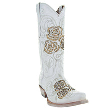 Load image into Gallery viewer, White Rose Inlayed Women&#39;s Cowgirl Boots (M50032)

