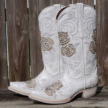 Load image into Gallery viewer, White Rose Inlayed Women&#39;s Cowgirl Boots (M50032)
