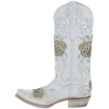 Load image into Gallery viewer, White Rose Inlayed Women&#39;s Cowgirl Boots (M50032)
