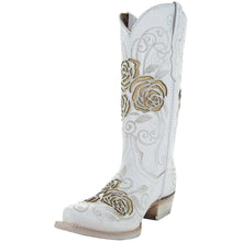 Load image into Gallery viewer, White Rose Inlayed Women&#39;s Cowgirl Boots (M50032)
