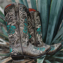 Load image into Gallery viewer, Turquoise Rose Inlayed Women&#39;s Cowgirl Boots (M50032)
