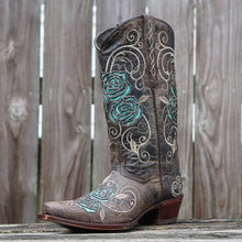 Load image into Gallery viewer, Turquoise Rose Inlayed Women&#39;s Cowgirl Boots (M50032)
