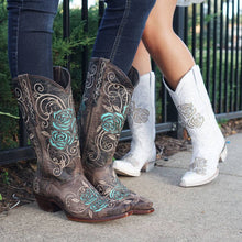 Load image into Gallery viewer, Turquoise Rose Inlayed Women&#39;s Cowgirl Boots (M50032)
