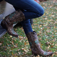 Load image into Gallery viewer, Turquoise Rose Inlayed Women&#39;s Cowgirl Boots (M50032)

