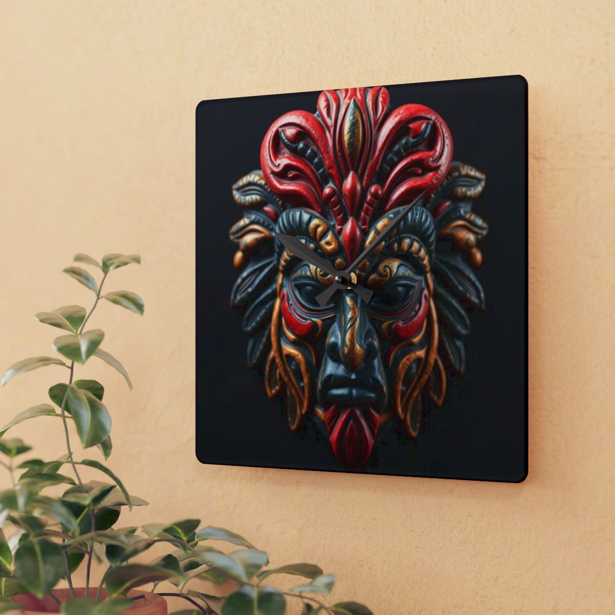 Artistic Tribal Acrylic Wall Clock - Unique Home Decor