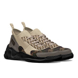 Chunky sock-style men's sneaker with sculpted rubber sole, scuba fabric upper and embossed leather insert — additional view 7