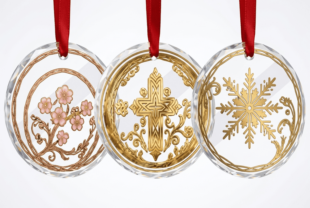 Unity In Harmony Set Of Three Round Crystal Glass Ornaments - Rich and Rich Homeopportunities